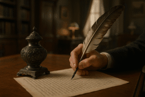 A quill pen - representing yourself isn't dramatic