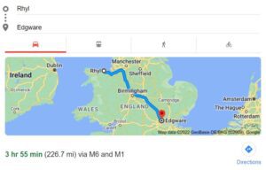 Rhyl to Edgware